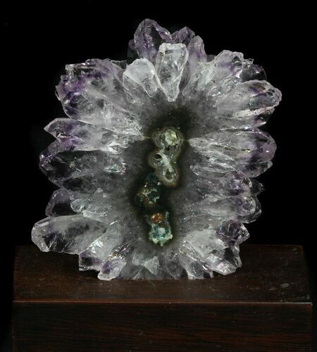 Amethyst Stalactite Slice With Wood Base #33766